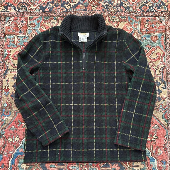 Talbots Sweaters - Vintage Talbots Classic Plaid Quarter Zip Fleece Womens Petite M